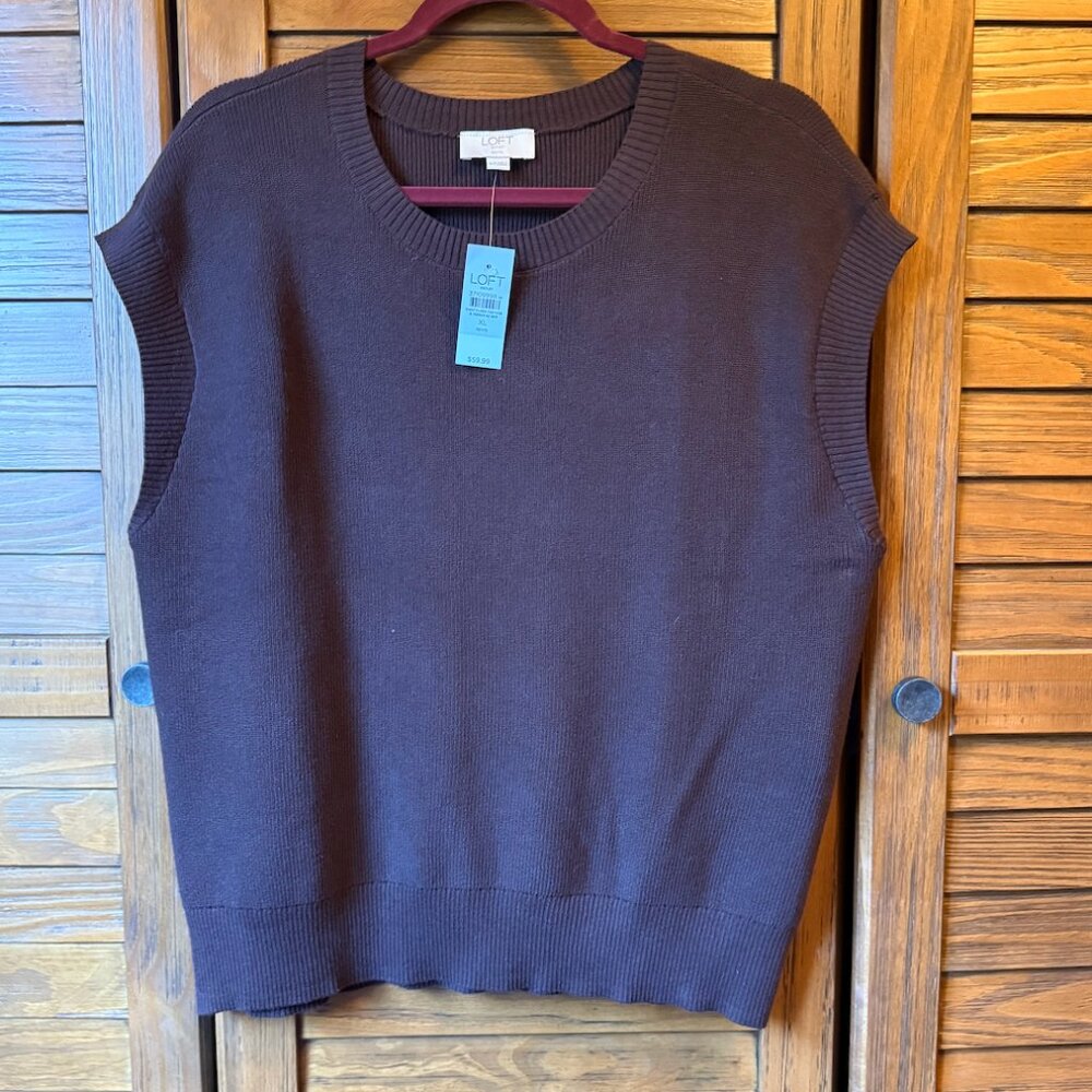 Chocolate Brown LOFT Sweater Vest- XL Petite - NWT